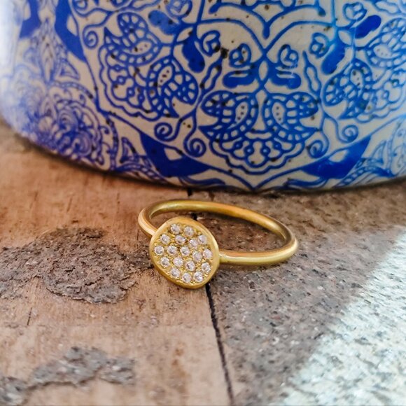 Engagement ring. 14K Yellow gold ring with 0.18ct Diamonds. UNIQUE beautiful - Picture 6 of 11